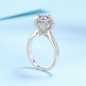 Prezzo all'ingrosso gioielli raffinati 1 carato Moissanite 925 anello in argento Sterling per le donne per promessa matrimonio - Product Image 5