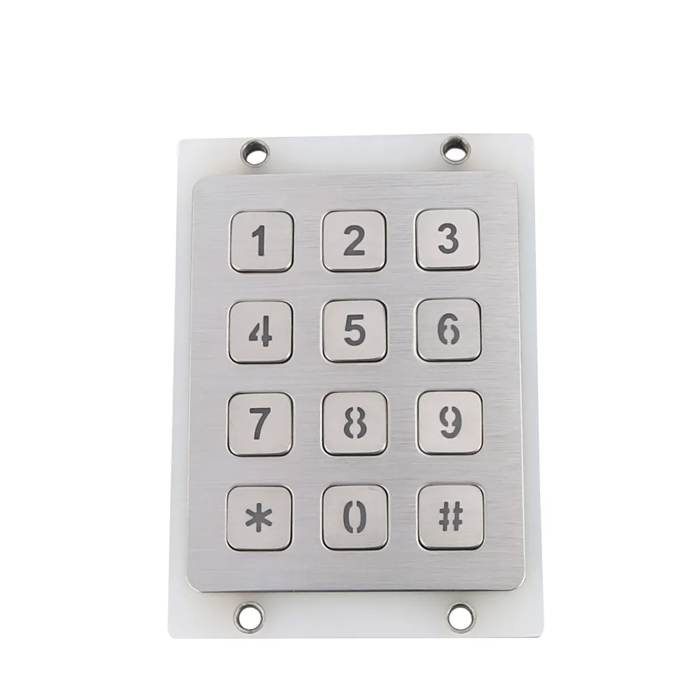 IP65 waterproof stainless steel numeric illuminated keypad with 12 key flat buttons