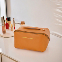 Élégante Trousse de Maquillage Personnalisable et Imperméable, Pochette de Toilette Portable en Cuir PU pour Cosmétiques