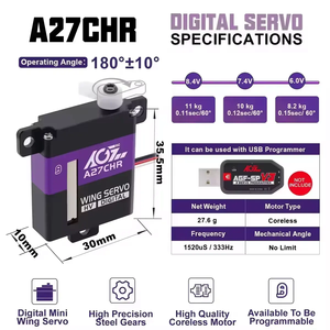 A27CHR 11KG Alto Torque 0.11Seg Motor Sin Núcleo HV con Engranaje de Acero Super Resistente de 10mm para Planeadores RC - Product Image 4