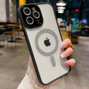 La más nueva carcasa dura de galvanoplastia magnética en polvo flash para iPhone 15 14 13 PROMAX 11 12 PRO, película de lente de cámara, funda de teléfono con Red antipolvo - Product Image 5