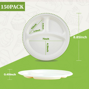 Vajilla Ecológica Biodegradable de Caña de Azúcar, Juego de Platos Compostables de Estilo Simple para Servir Alimentos - Product Image 3