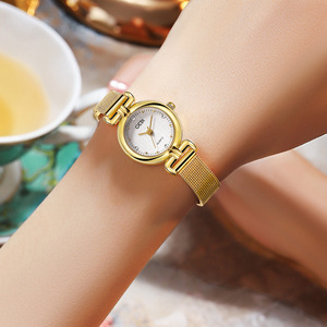 Petite montre pour femme en or, simple et élégante, chaîne en maille, quartz, tendance étudiante, montre-bracelet - Product Image 3