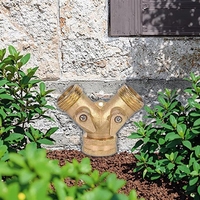 Adaptateur de tuyau d'arrosage extérieur en laiton robuste, répartiteur de jardin en Y à 2 voies avec raccords rapides, conception métallique durable