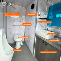 Remorque WC portable de luxe à surface miroir, toilettes 2 postes pour événements VIP, salle de bain mobile haut de gamme, direct usine