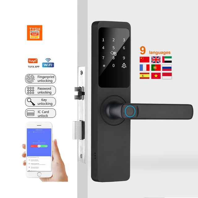 TYSH Manufacturer's Tuya Smart Digital Door Lock 5050 Mortise App-Controlled TTlock Memory Card Brass Wood WIFI Compatible