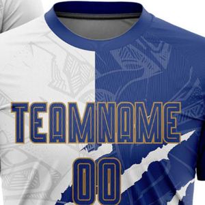 Maillot de football bleu et blanc à manches courtes, respirant, uniforme de sport, séchage rapide, tenue d'entraînement performante pour hommes - Product Image 4