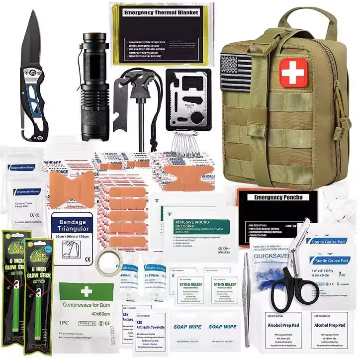 Kit peralatan darurat taktis luar ruangan multifungsi, tas urin Kit alat bertahan hidup mendaki dengan Multi alat aksesori medis