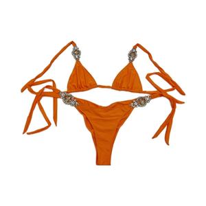 Maillots de bain personnalisés avec logo, style halter, une pièce, service OEM, imprimé uni, à pois, rayé, triangle, vêtements de plage - Product Image 1