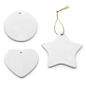 2023 Kerst Ornamenten Blanco Diy Keramische Stamboom Opknoping Ronde Sublimatie Blanco Keramische Decoraties Voor Kerstcadeaus Ambachten