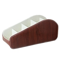 LG8164 Organisateur de bureau en cuir PU fait à la main avec 5 compartiments Boîte de rangement pour télécommande pour le salon