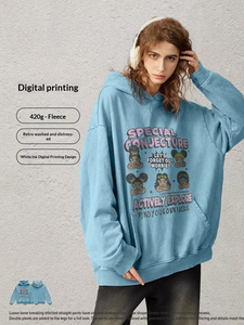 <span class=keywords><strong>Felpa</strong></span> <span class=keywords><strong>con</strong></span> <span class=keywords><strong>Cappuccio</strong></span> Oversize in Cotone 100% 420g, Stile Americano, Serie <span class=keywords><strong>Blu</strong></span> Vintage <span class=keywords><strong>con</strong></span> Stampa Effetto Invecchiato per <span class=keywords><strong>Uomo</strong></span>, Personalizzabile all'Ingrosso - Product Image 1