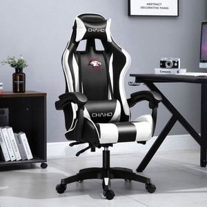 Chaise de jeu pour ordinateur rose en cuir PU avec fonction massage, style racing - Product Image 5