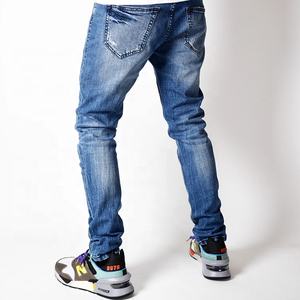 شعار مخصص الأزرق Pantalones المتعثرة بنطلون الدينيم بناطيل ضيقة الرجال انفجرت الجينز - Product Image 3