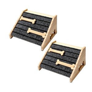 Wooden Dog Stair Treads Non Slip Mat Pet Steps Small Dog Climbing Aid Step Stool For Pet Dog Rectangle Solid Design - Product Image 3