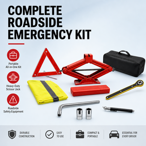 Anliqing Kit de Emergencia para Coche, Gato Hidráulico Portátil de Acero de 2 Toneladas, Elevación de 90-380mm, Triángulo de Seguridad, Chaleco de <span class=keywords><strong>Alta</strong></span> Visibilidad, Llave de Ruedas, Manómetro - Product Image 1
