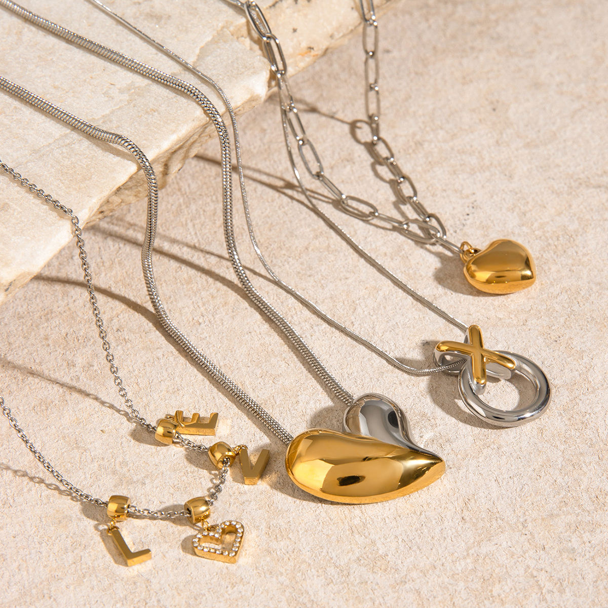 18k Gold Plated Waterproof Women's Necklace Bracelet Set