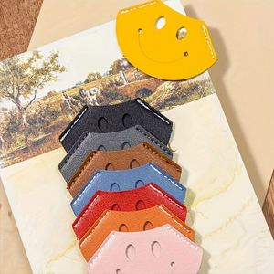 Smiling Face Pu Leather <b>Bookmark</b> Cute Page Corner Marker Accessory for Book Lovers <b>Gift</b> - Product Image 2