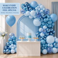 Kit de décoration pour fête d'anniversaire de bébé garçon, 1er anniversaire, bleu chrome mat, bleu clair, bleu ciel, guirlande d'arche de ballons et de confettis