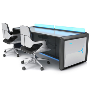 Estación de trabajo de luz LED personalizada de fábrica, lujoso Escritorio de oficina comercial, consola de centro de comando - Product Image 5