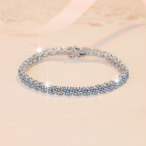 Gioielleria di Lusso all'Ingrosso <span class=keywords><strong>Bracciale</strong></span> Hip Hop Iced Out da 3mm 4mm 5mm in Argento Sterling <span class=keywords><strong>925</strong></span> con Diamanti Moissanite <span class=keywords><strong>Bracciale</strong></span> a Catena Tennis da <span class=keywords><strong>Uomo</strong></span> - Product Image 3