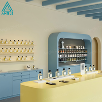 Éclairage LED personnalisé pour la décoration de magasins de réparation de téléphones portables, étagères d'exposition modernes pour téléphones mobiles, présentoir mural à lattes, design professionnel