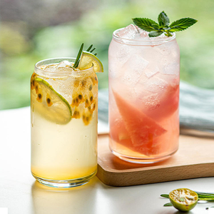 Ly thủy tinh chịu nhiệt 16oz 18oz, khuyến mãi nóng, hình dạng lon bia, kèm ống hút thủy tinh và nắp tre - Product Image 6