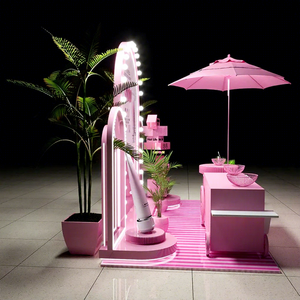 Kiosque mobile rose personnalisé avec éclairage <span class=keywords><strong>LED</strong></span> pour la promotion d'événements de marques de soins de la peau et de cosmétiques - Product Image 2