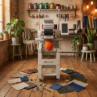 Machine à broder miniature HONRAIN, 12 aiguilles, 1200 tr/min, écran tactile Raynen de 10 pouces, utilisation domestique, automatique