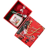 Mug en céramique de Noël mignon, cadeau d'anniversaire pour filles et meilleures amies, avec couvercle et cuillère, souvenir en porcelaine