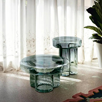 Nouveauté, table basse transparente au design fleuri, table ronde en verre coloré pour la maison, ensemble table d'appoint pour canapé, salon, hôtel