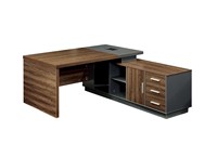 Scrivania Direzionale Moderna in Legno a Forma di L, Arredamento per Ufficio di Lusso, Tavolo da Ufficio per Manager
