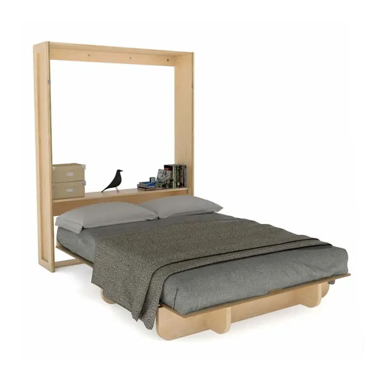 Cama de armário de aço simples, cama dobrável pequena para cima e para baixo, cama de parede com ferragens de mesa de estúdio, 2022