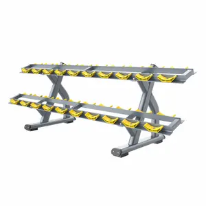 Equipo deportivo para gimnasio, mancuernas de MND-FF49 populares para interior y exterior, Banco de Metal, bandejas amarillas, color negro