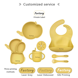 Juego de Vajilla de Silicona de Grado Alimenticio, Duradero y No Tóxico, Babero Impermeable, Plato con Ventosa, Cuchara y Tenedor Suaves para Niñas y Niños - Product Image 5