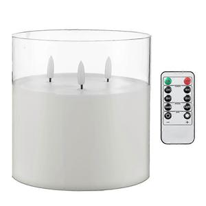 Bougies sans flamme extra larges à 3 mèches, 6"x6", en verre, à piles, avec LED scintillante, pour la maison, les mariages et les fêtes - Product Image 5