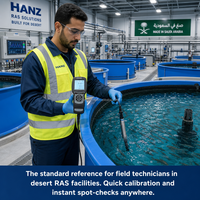 Analyseur de l'oxygène dissous par fluorescence portable HANZ avec compensation de la salinité, indice de protection IP68, boîtier de capteur 316L pour testeur RAS