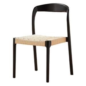 Chaise de salle à manger en bois massif de style japonais avec assise en corde tressée, design moderne et minimaliste pour salle à manger - Product Image 5