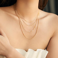 Collier en chaîne plaqué or 18 carats, chaîne de perles, chaîne de boîte, bijoux pour femmes, collier à porter tous les jours, cadeau pour elle
