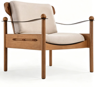 Fauteuil d'appoint moderne en bois massif avec coussin en lin doux pour salon, hôtel et villa