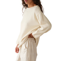 Pull en maille côtelé pour femme, col bateau, mélange de laine, couleur unie, style décontracté et preppy, haute qualité, élégant, collection printemps, vente en gros