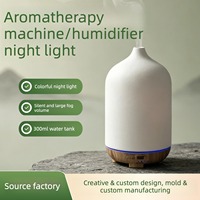 Diffuseur d'huiles essentielles en céramique, diffuseur d'arômes ultrasonique, humidificateur d'air, lumière LED 7 couleurs, décoration pour la maison