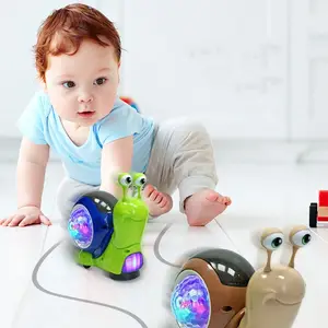 Children's electric cartoon 3D lamplight snail universal driving dazzling light music small animal toys