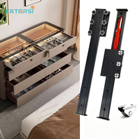 Rails de guidage à double axe pour glissières de meuble à roulettes à montage inférieur avec fermeture amortie pour présentoirs de bijoux d'hôtel et de centre commercial