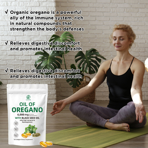 Viên nang dầu oregano nguyên chất OEM, viên nang mềm dầu oregano với dầu hạt đen, 180 viên mềm cho sức khỏe tiêu hóa và hô hấp - Product Image 3