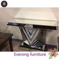 Meubles de Maison Sparkle Bling Diamond Crushed Crystal Mirrored Console Table Hall Table