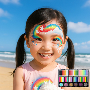 Kit de <span class=keywords><strong>Pintura</strong></span> Corporal y <span class=keywords><strong>Facial</strong></span> GP <span class=keywords><strong>Profesional</strong></span> a Base de Agua para Niños, Resistente al Agua, con Purpurina Gruesa Prensada, No Tóxico y Lavable - Product Image 1