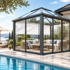 Véranda en aluminium sur mesure avec verre trempé, isolation phonique et pare-soleil pour villa, jardin, terrasse - Product Image 1