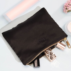 Promotion High Quality Black Satin Zipper <b>Makeup</b> Bag Custom Logo Printed Washup <b>Storage</b> Silk Satin Zipper <b>Makeup</b> Pouch - Product Image 3
