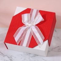 Coffret Cadeau en Papier pour Bijoux, Fermeture Magnétique Carrée, Style Luxe Léger, Nœud Élégant pour Fêtes, Rangement pour Collier, Bague, Montre